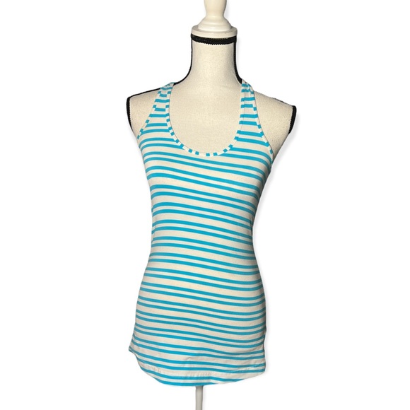 lululemon athletica Tops - Lululemon Razorback tank top blue and white striped